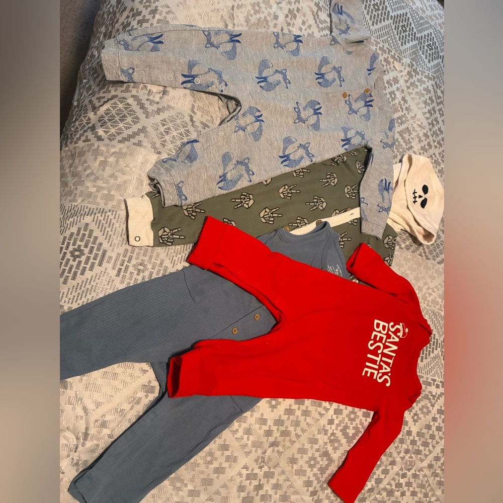 Carter's Red, Gray, and Green Baby Onesie Set